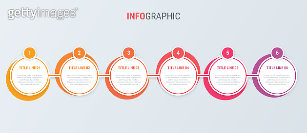 Red Process Model Digram Red diagram, infographic template. Timeline with 6 options. Rounded ...