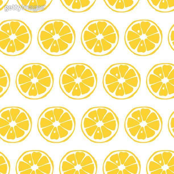 Seamless pattern with Lemon fruit slices. Citrus hand drawn vector ...