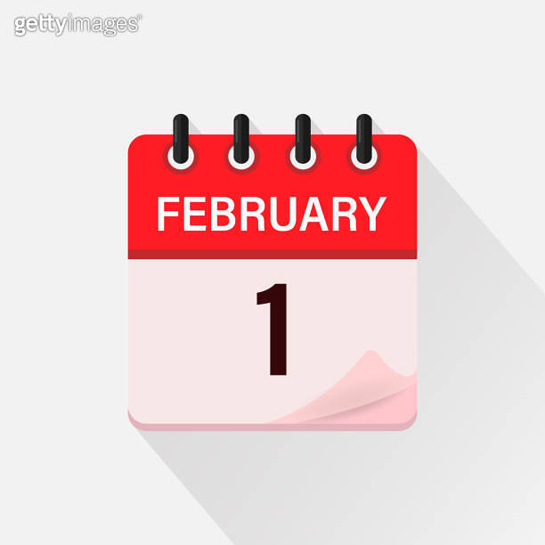 february-1-calendar-icon-with-shadow-day-month-flat-vector