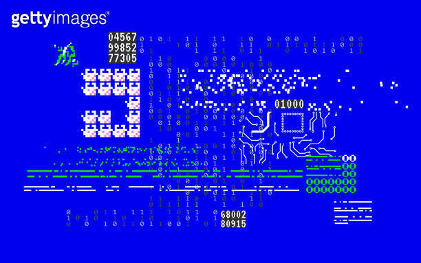 Glitch abstract shapes. System error with random numbers. Computer ...