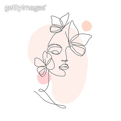 Beautiful woman vector logo design in simple minimal line art style ...