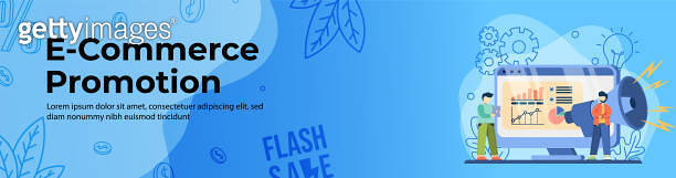 Community Promotion Screen E-commerce Promotion Web Banner Design. People do promotion with ...