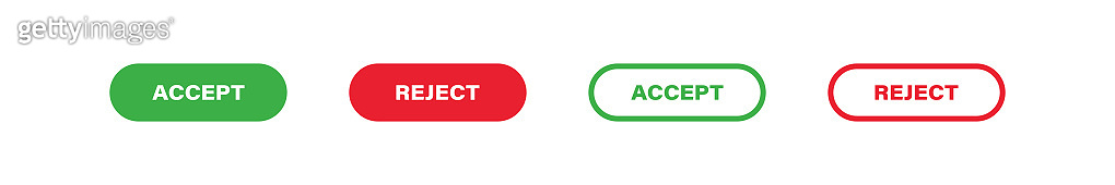 Accept and rject flat and outline button set, vector illustration green ...