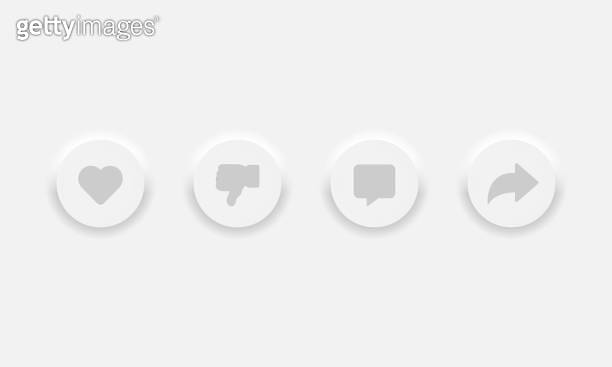 Neumorphic UI UX Design Elements Vector Buttons Like Dislike Comment ...