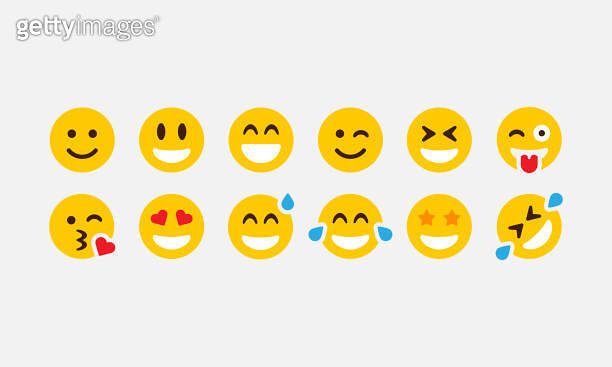 Set of positive emoticons. Set of Emoji. Positive smile colorful vector ...