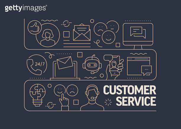 Customer Service Related Vector Banner Design Concept, Modern Line ...