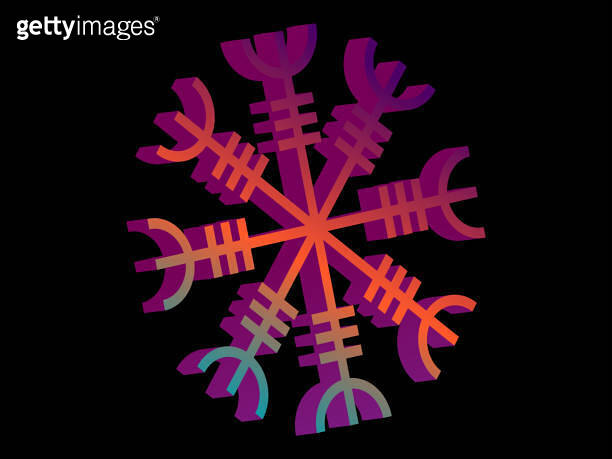 Helm of Awe or Helm of Terror 3d isometric symbol with gradient. Norse ...