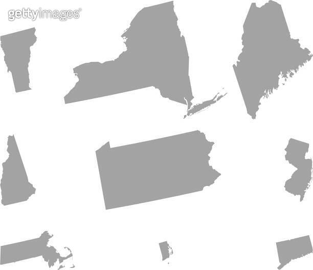 Set of Gray map of US federal states - 1310648918 