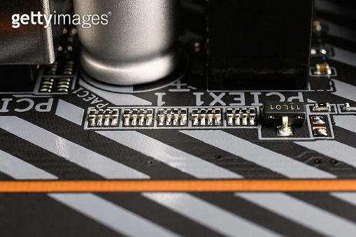 Computer processor, CPU. Part of the pc motherboard: transistors ...