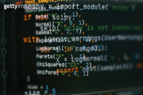 Abstract computer script code. Programming code screen of software ...