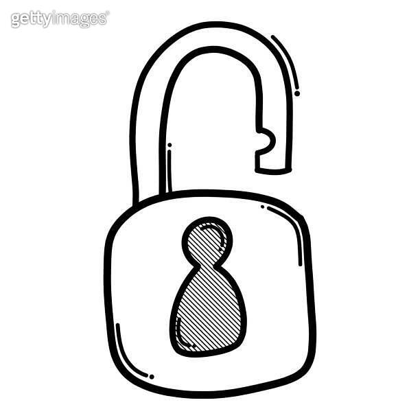 lock doodle vector icon. Drawing sketch illustration hand drawn line ...