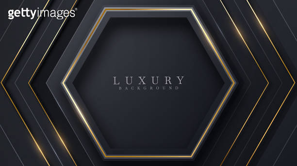 Hexagon geometric shape background with golden line element, luxury ...