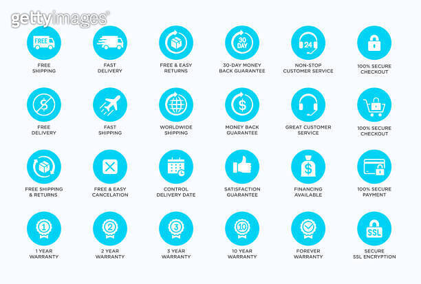 E-commerce, online shopping line icons set. Modern graphic design ...