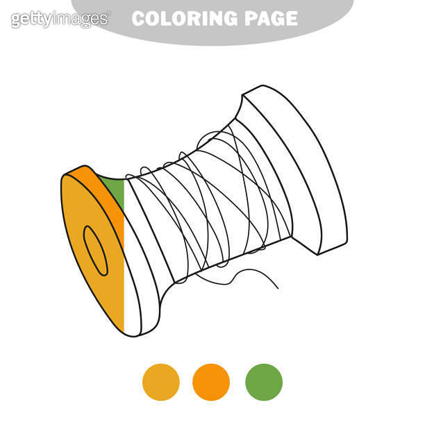 Simple coloring page. Hand drawn vector illustration wooden spool ...