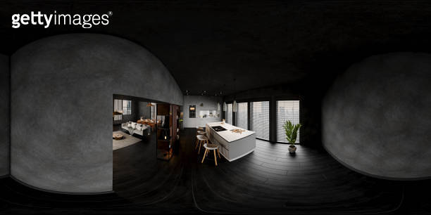 Equirectangular Kitchen 360 Equirectangular Panoramic Interior Of Modern Villa With Kitchen And ...