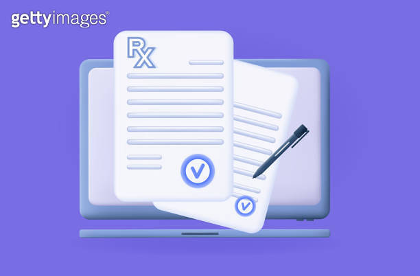 Prescription rx 3d. Signing an electronic medical document. Online ...