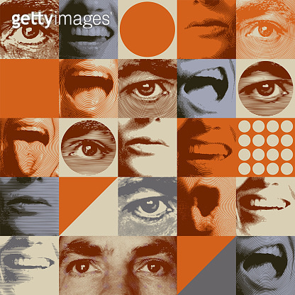 Seamless pattern with human eyes and mouths 이미지 (1329909738) - 게티이미지뱅크
