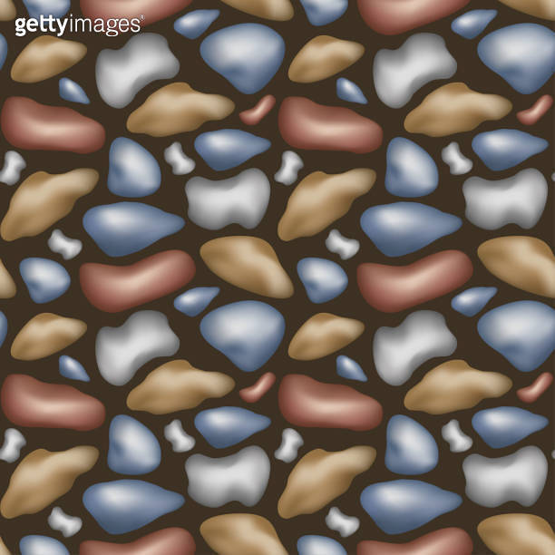 Stone Disc Pattern Vector pattern with gravel. Abstract pattern with sea pebbles. Multi ...