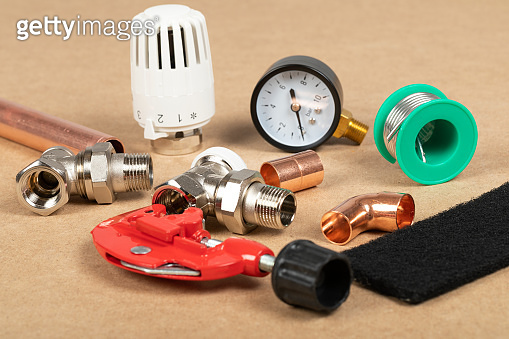 Heating Tools Examples Concept plumbing and heating tools 이미지 (1301129682) - 게티이미지뱅크