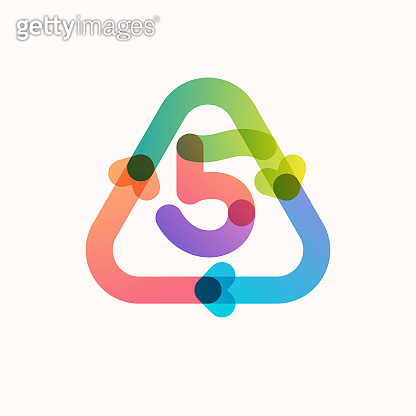 Number 5 Triangular Number five logo inside triangular shaped recycling symbol with arrows ...