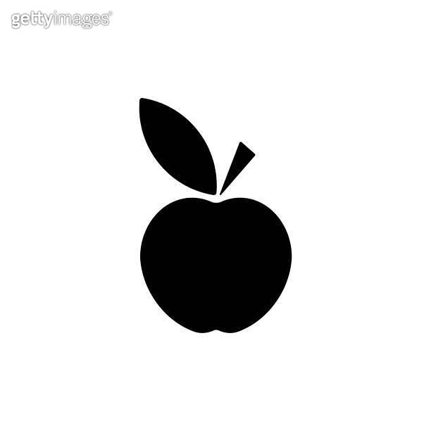 Black apple icon. Vector illustration isolated on white background. 이미지