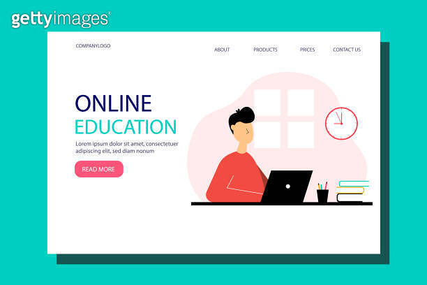 Web page design template for distance education, online courses, e ...
