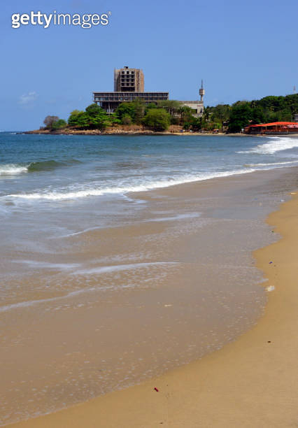 Lumley Beach and the abandoned Cape Sierra Hotel, Aberdeen, Freetown