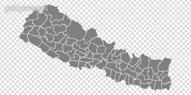 Blank map of Nepal. Districts of Nepal map. High detailed vector map ...