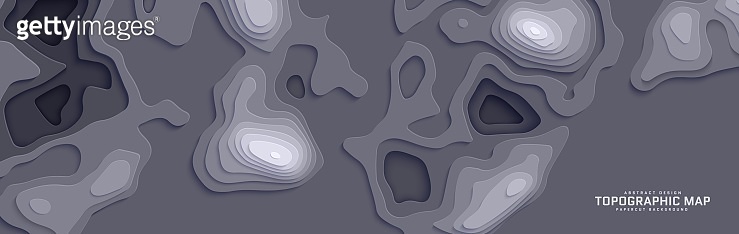 Topographic map in paper cut style. 3d abstract background with cut out ...