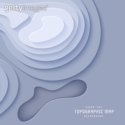 Topographic map in paper cut style. 3d abstract background with cut out ...