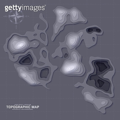 Topographic map in paper cut style. 3d abstract background with cut out ...