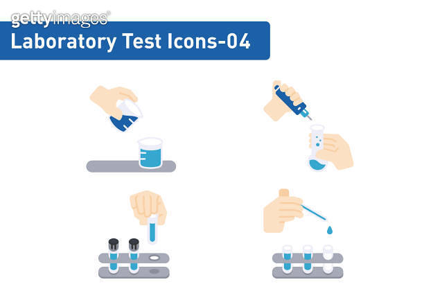 Laboratory tests flat icon set isolated on white background ep04 이미지 ...
