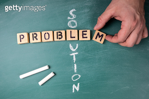 Problem and Solution. Text from letters of the wooden alphabet ...