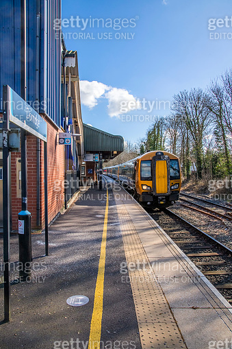 Dorridge Diesel powered railway line station in the English countryside