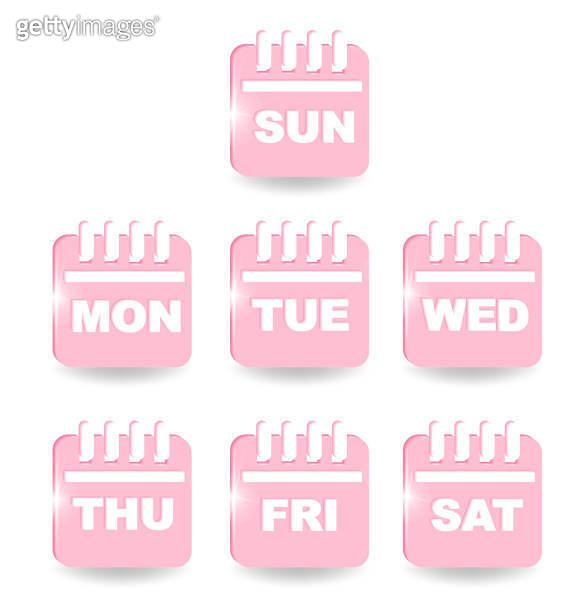 Calendar icon, days of the week. Set every day a week (1355472699) - 게티 ...