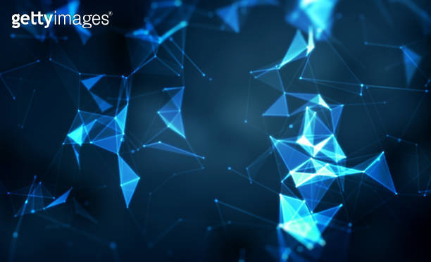 Plexus background, Plexus of abstract lines, triangles and dots. Blue ...