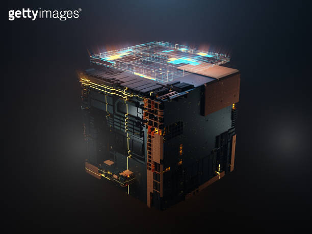 Futuristic high-tech computer Network concept with artificial ...