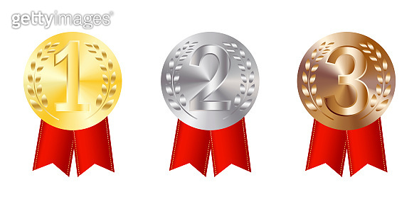Winner award. Medal red ribbon, great design for any purposes. Number ...