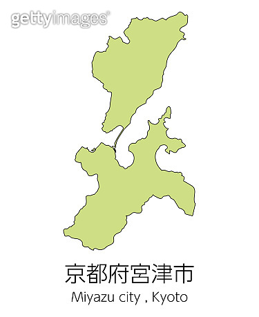Map of Miyazu City, Kyoto Prefecture, Japan.Translation