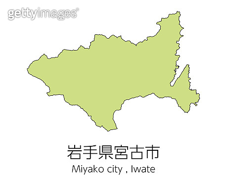 Map of Miyako City, Iwate Prefecture, Japan.Translation: 