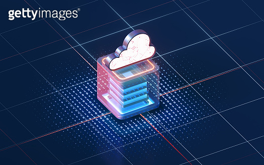 Cloud computing and cube with dark background, 3d rendering. 이미지 ...