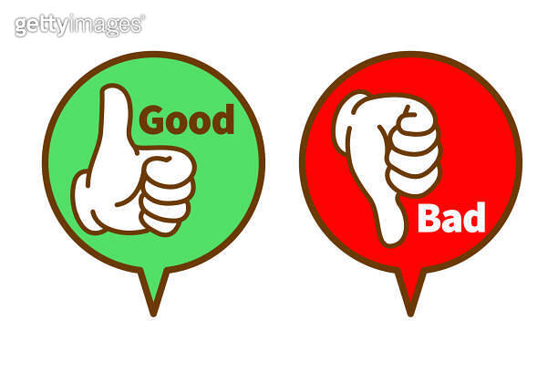 Good Bad Hand sign speech balloon,vector illustration (1329136905) 일러스트 ...