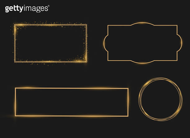 Golden shiny frames borders rim with light. 이미지 (1330949528) - 게티이미지뱅크