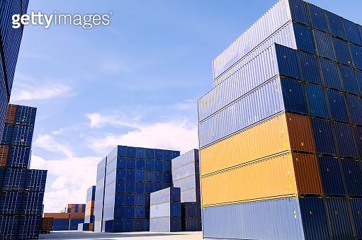 container box loading at yard,Container handling. Container truck ...