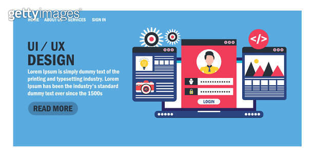 ui ux design concept in flat style 이미지 (1300768999) - 게티이미지뱅크