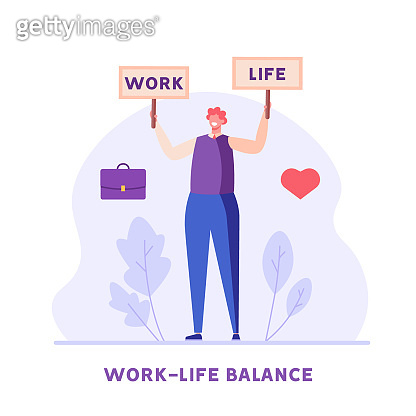 Work Life Balance Concept. Man Choosing between Career or Family on the ...