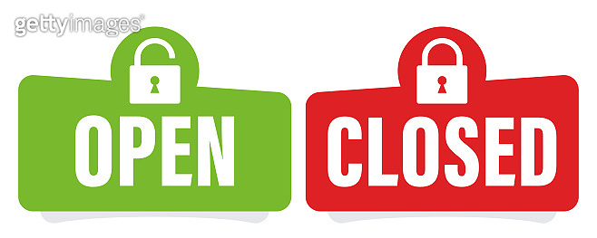Open and closed sign. Open closed vector banner on door store. 이미지 ...