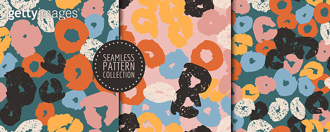 Colorful set of seamless patterns, backgrounds, headers, collages with ...