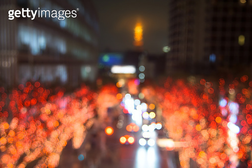 Red Light Roppongi Blur light bokeh of Roppongi Hills and tokyo tower (1347007873) - 게티이미지뱅크