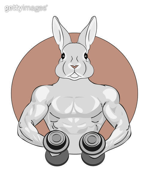 Strong Rabbit Gif Strong muscular rabbit holding two dumbbells (1325851343) - 게티이미지뱅크